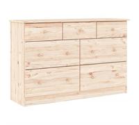 vidaXL Cómoda cajonera Alta Madera Maciza Pino 112x35x73 cm, cajonera, Armario de almacenaje, aparador, Mueble de almacenaje, Mueble archivador