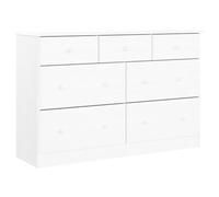 vidaXL Cómoda cajonera Alta Madera Maciza Pino Blanco 112x35x73 cm, cajonera, Armario de almacenaje, aparador, Mueble de almacenaje, Mueble archivador
