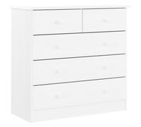 vidaXL Cómoda cajonera Alta Madera Maciza Pino Blanco 77x35x73 cm, cajonera, Armario de almacenaje, aparador, Mueble de almacenaje, Mueble archivador