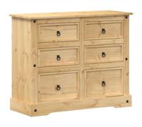 vidaXL Cómoda cajonera Corona Madera Maciza de Pino 110x43x91 cm, cajonera, Armario de almacenaje, aparador, Mueble de almacenaje, Mueble archivador