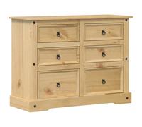 vidaXL Cómoda cajonera Corona Madera Maciza de Pino 112x48x91 cm, cajonera, Armario de almacenaje, aparador, Mueble de almacenaje, Mueble archivador