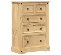 vidaXL Cómoda cajonera Corona Madera Maciza de Pino 80x43x114 cm, cajonera, Armario de almacenaje, aparador, Mueble de almacenaje, Mueble archivador