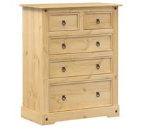 vidaXL Cómoda cajonera Corona Madera Maciza de Pino 92x48x114 cm, cajonera, Armario de almacenaje, aparador, Mueble de almacenaje, Mueble archivador
