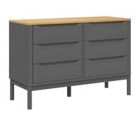 vidaXL Cómoda cajonera Floro Madera Maciza de Pino Gris, cajonera, Mueble de Almacenamiento, Mueble aparador, cajoneras, archivador