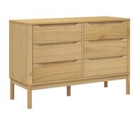 vidaXL Cómoda cajonera Floro Madera Maciza de Pino marrón Cera