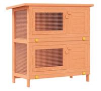 vidaXL Conejera de Exterior Madera 4 Puertas Casa de Conejos Jaula de Mascota