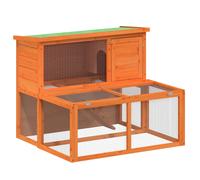 vidaXL Conejera de madera maciza de pino marrón