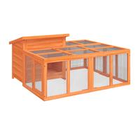 vidaXL Conejera de madera maciza de pino marrón