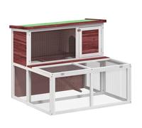 vidaXL Conejera de madera maciza de pino mocha