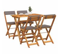 vidaXL Conjunto Bistro 5 pcs Aceite Natural Madera de Acacia Sólida, Muebles de bistró Modernos, Set Exterior a Prueba de Clima, Mesa compacta y Asientos para tu jardín, terraza