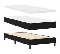vidaXL Conjunto colchón suspensión con Botones Negros, 90 x 200 cm, cabecero de Tela y Espuma montado en la Pared, Soporte de Varias Zonas, Marco de Madera de ingeniería, Estilo Moderno, Solo para in