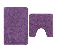 vidaXL Conjunto de Alfombra de baño Antideslizante 2 pcs Morado PP, Alfombra Antideslizante para Baño, Tapete Resistente, Absorbente de Agua, Lavable a Máquina y Suave