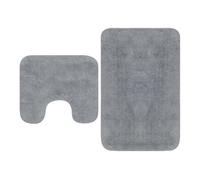 Vidaxl conjunto de alfombras de baño de tela 2 piezas gris