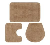 vidaXL Conjunto de Alfombrillas de Baño de Tela 3 Piezas Beige Decoración Casa
