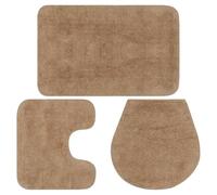 vidaXL Conjunto de Alfombrillas de baño de Tela 3 Piezas Beige
