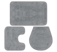 vidaXL Conjunto de Alfombrillas de Baño de Tela 3 Piezas Gris Decoración Casa
