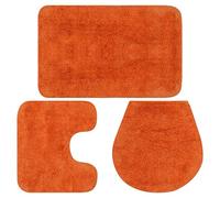 vidaXL Conjunto de Alfombrillas de Baño de Tela 3 Piezas Naranja Decoración