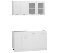 vidaXL Juego de armarios de cocina Lyon 4 piezas madera de ingeniería blanca