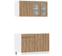 vidaXL Set de muebles de cocina Lyon 4 pzas Madera de ingeniería Roble Artesanal