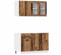 vidaXL Conjunto de armarios de Cocina de 4 Piezas Lyon de, Madera de ingeniería Antigua