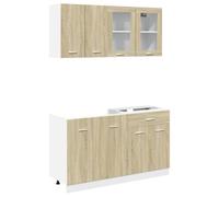 vidaXL Conjunto de armarios de cocina Lyon – 4 piezas, madera de ingeniería Roble Sonoma