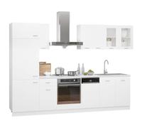 vidaXL Juego de Muebles de Cocina 8 Piezas Comedor Mobiliario Armario Estante Almacenaje Microondas Fregadero Lavavajilla Madera Contrachapada Blanco