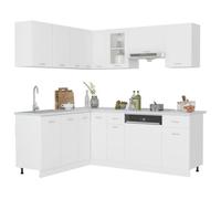vidaXL Conjunto de armarios de Cocina Lyon de 11 Piezas de Madera de ingeniería Blanca