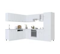 vidaXL Conjunto de armarios de Cocina Lyon de 14 Piezas de Madera de ingeniería Blanca
