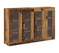 vidaXL Aparador de buffet rústico con estantes | Acabado de madera antigua y puertas de cristal Construcción de madera maciza Ideal para el comedor Elegante solución de almacenamiento de madera