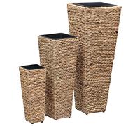 vidaXL Conjunto de Arriates 3 pzas, Macetas Maceteros para Plantas, Jardineras para Flores, Floreros para Jardín Patio, Jacinto de Agua Marrón
