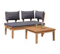 vidaXL Conjunto de Banco de Jardín de 2 Piezas de Madera Maciza de Teak