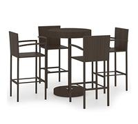vidaXL Conjunto de Bar para Jardín 5 Piezas Mesa Silla Asiento Patio Terraza Balcón Barra Bistró Muebles Mobiliario Ratán Sintético Marrón