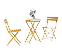 vidaXL Conjunto de Bistro Plegable 3 uds. Mostaza Acero