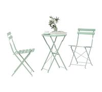 vidaXL Conjunto de Bistro Plegable 3 uds. Verde Espuma de Mar Acero