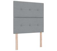 vidaXL Juego de cabecera alta para dormitorio, tela gris claro y madera, diseño contemporáneo, montaje en pared, fácil montaje, muebles modernos, duraderos, cama natural, decoración elegante