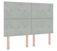 vidaXL Conjunto de Cama Moderna Gris Claro con Cabecero Alto Ajustable Diseño Montado en la Pared Ideal para Habitaciones de Interior Construcción de Madera y Tela Duradera Muebles Completos Sueño Cóm