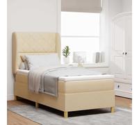 vidaXL Conjunto de Colchón de Muelles Ensacados y Cubierta Crema 100X200Cm Soporte de Espuma Lujosa para Dormitorio Sofá Caravana Tela Transpirable con Funda con Cremallera Tamaño Individual Muebles