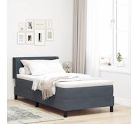 vidaXL Conjunto de colchón y Tope de resortes Pocket | Terciopelo Gris Oscuro 90 x 190 cm Relleno de Espuma solución cómoda para Dormitorio Fundas Removibles y Lavables Accesorio de Muebles