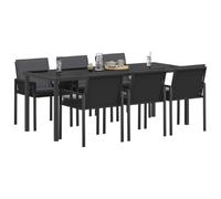 vidaXL Conjunto de Comedor de Jardín 19 uds. Negro ratán sintético
