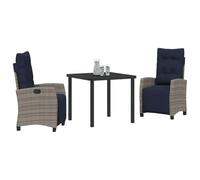vidaXL Conjunto de Comedor de Jardín 3 pcs Gris ratán sintético, Conjunto de Comedor Moderno para jardín y terraza, Muebles cómodos y funcionales, Resistente ratán sintético