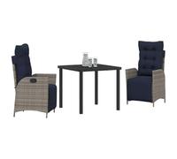 vidaXL Conjunto de Comedor de Jardín 3 pcs Gris y Negro Ratán, Juego de Comedor Moderno de ratán para jardín y terraza, Muebles Exteriores Resistentes, sillas ergonómicas