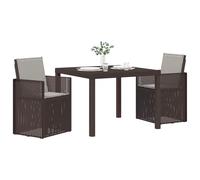 vidaXL Conjunto de Comedor de Jardín 3 pcs Marrón y Gris Claro PP, Moderno, Resistente al Clima, UV, Conjunto de jardín Elegante, Muebles para Exterior, Asientos duraderos