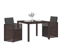 vidaXL Conjunto de Comedor de Jardín 3 uds. Marrón y Antracita PP, Moderno, Resistente al Clima, UV, Conjunto de jardín Elegante, Muebles para Exterior, Asientos duraderos