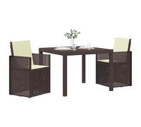 vidaXL Conjunto de Comedor de Jardín 3 uds. Marrón y Crema PP, Moderno, Resistente al Clima, UV, Conjunto de jardín Elegante, Muebles para Exterior, Asientos duraderos