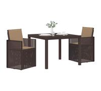 vidaXL Conjunto de Comedor de Jardín 3 uds. Marrón y Topo PP, Moderno, Resistente al Clima, UV, Conjunto de jardín Elegante, Muebles para Exterior, Asientos duraderos