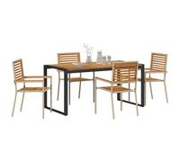 vidaXL Conjunto de Comedor de Jardín 5 pcs Beige y Marrón, Juego de Comedor Elegante para jardín y terraza, Muebles de Exterior Modernos, Comidas al Aire Libre