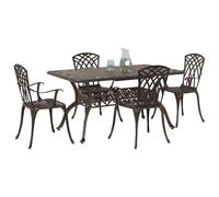 vidaXL Conjunto de Comedor de Jardín 5 pcs Bronce Aluminio, Conjunto de Comedor Rectangular de Aluminio para jardín y terraza, Mesa Resistente, mobiliario Tradicional