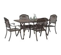 vidaXL Conjunto de Comedor de Jardín 5 pcs Bronce Aluminio, Conjunto de Comedor Rectangular de Aluminio para jardín y terraza, Mesa Resistente, mobiliario Tradicional