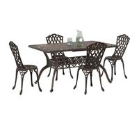 vidaXL Conjunto de Comedor de Jardín 5 pcs Bronce Aluminio, Juego de Comedor Rectangular, Muebles de Aluminio, Jardín y Terraza, para Charlar al Aire Libre