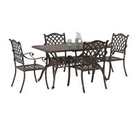 vidaXL Conjunto de Comedor de Jardín 5 pcs Bronce Aluminio, Juego de Comedor Rectangular, Muebles de Aluminio, Jardín y Terraza, para Charlar al Aire Libre